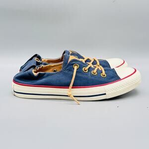 Converse Shoes Womens 7 Blue Canvas All Star Shoreline Slip On Sneakers Casual